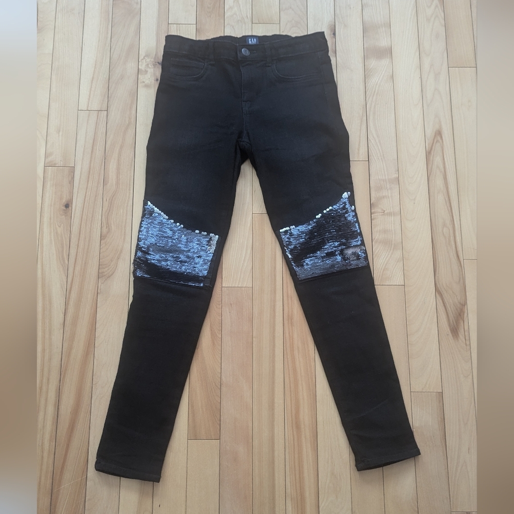 Black Jeans with Silver Sequin Patches